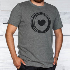 Gray Corazon de Vida t-shirt with logo printed on front