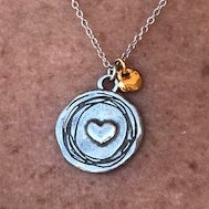 Heart to Heart Necklace (silver with gold mini pendant)
